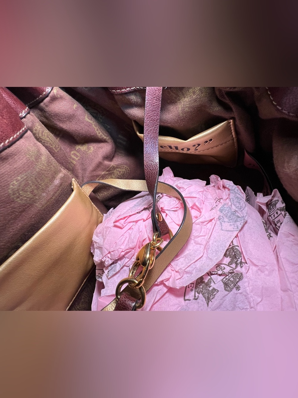 VNTG Juicy Couture Chocolate Brown Leather Hobo Shoulder Bag Gold Hardware Y2K - Picture 13 of 16